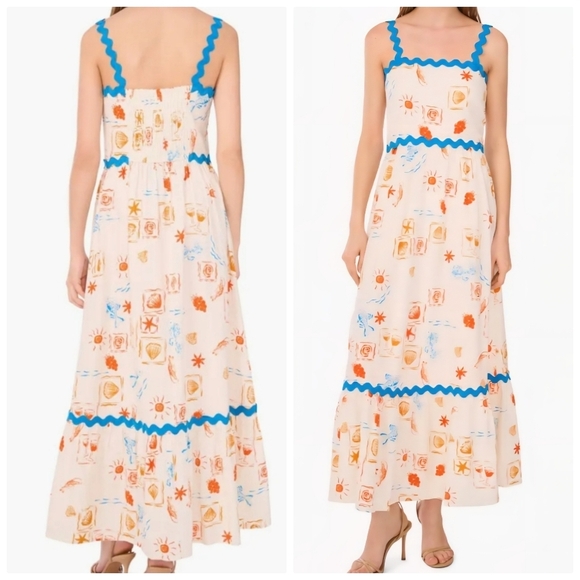 Cece New York Linen Blend Tiered Maxi Sundress M - Picture 2 of 6